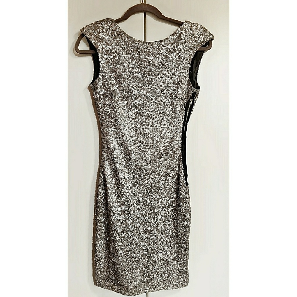 Zara Silver Sequin Backless Dress XS